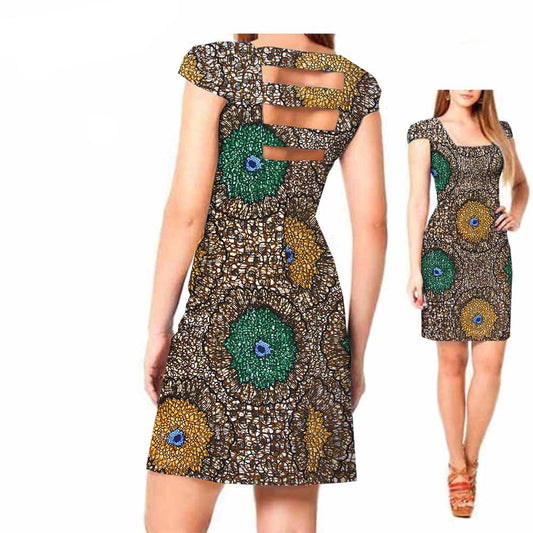African ethnic print batik dress